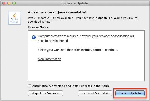 the update java for mac os x 10.6 update 17 cannot be installed